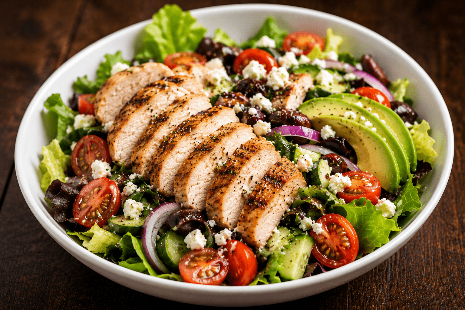 Vibrant Grilled Chicken Salad Close-Up