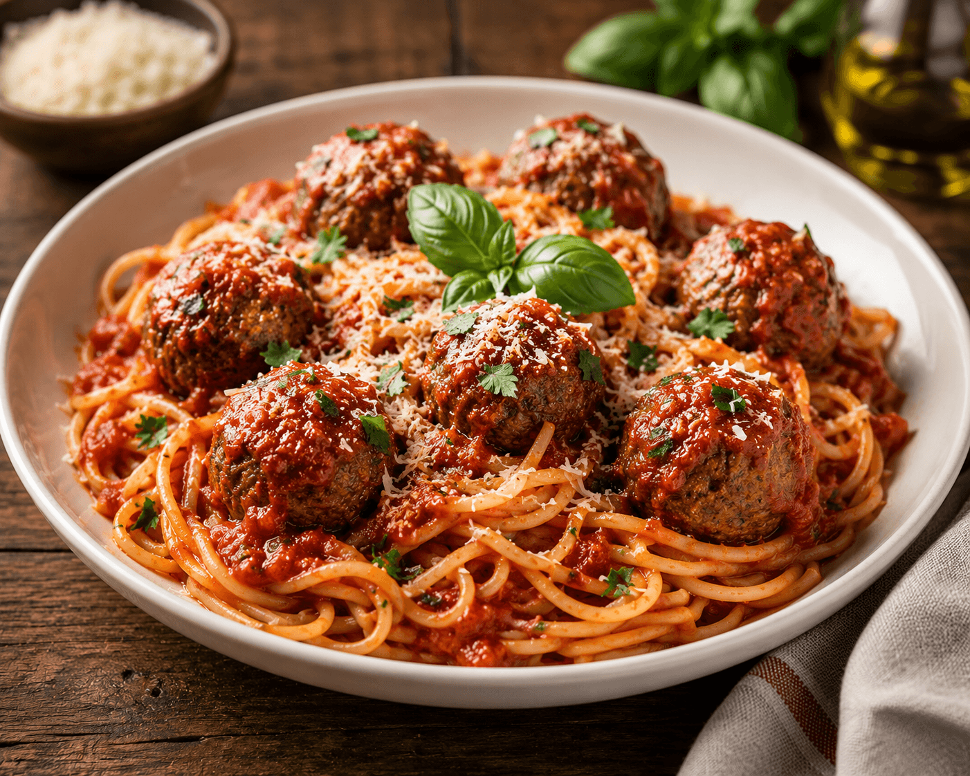 Spaghetti And Meatballs With Marinara Sauce